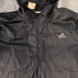 Adidas Men's Black Hooded Windbreaker